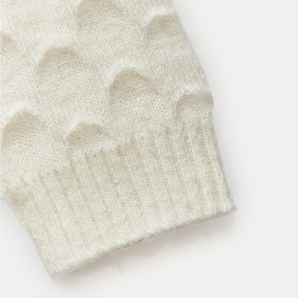 Zara Wool and Alpaca Blend Disc Knit Cardigan in Ecru - Picture 7 of 14